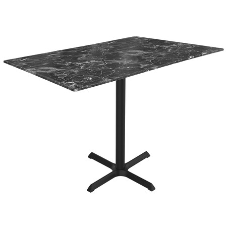 Holland Bar Stool Co 36 Tall OD211 Black Table Base w30x30 foot and 32x48 Black Marble Top, IndoorOutdoor OD211-3036BWODS3248BM